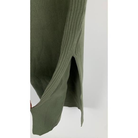 O. Vianca Ribbed Long Sleeve Cut Out Knit Maxi Dress Womens Size Large Green New - Picture 6 of 10